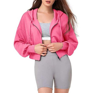 เสื้อฮู้ดซิปผู้หญิง OEM ความยาวปกติ แขนปกติ ผ้าถักขนแกะ โพลีเอสเตอร์ 100% สีพื้น ระบายอากาศได้ดี ด้านหน้า - Product Image 5