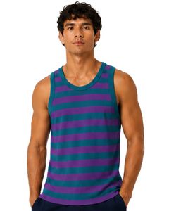Teal Purple Striped <b>Men</b> Cotton Tank Top Sleeveless <b>Vest</b> Casual Summer Gym Fitness Shirt Breathable Loose Fit Streetwear Tank Top - Product Image 1