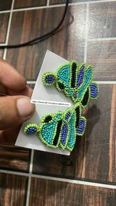 Pendientes de aro con cuentas y bordados hechos a mano, para fiestas festivas, pendientes de moda. - Product Image 6