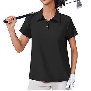 Polo ajusté pour femme de haute qualité, 100 % coton, col en V, à bon prix, avec logo imprimé superposé - Product Image 5
