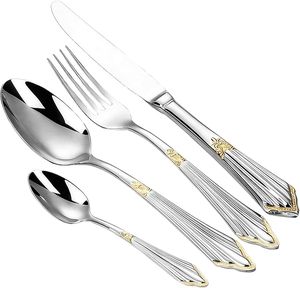 Customizable Elegant Metal Flatware Set with Fork <b>Spoon</b> Knife Pieces for Dining Room and Buffet Service - Product Image 4