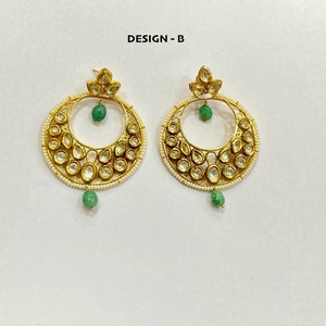 RAY FINE ORNATES Heavy Kundan Polki <b>Gold</b> <b>Dangle</b> <b>Earrings</b> | Ruby Premium Indian Bridal Vintage Party Ethnic Statement <b>Earrings</b> - Product Image 1