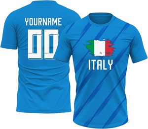 Ensemble maillot et short de football Italie pour homme, bleu, col rond sublimé, polyester respirant, uniforme de football adulte, coupe classique - Product Image 2
