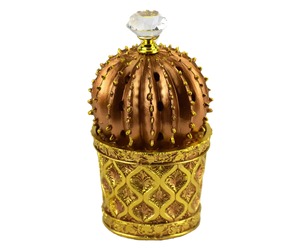 Quemador de Incienso de Latón Dorado con Forma de Cactus y Tapa de Cristal, Difusor de Aromaterapia para Uso en Interiores - Product Image 4