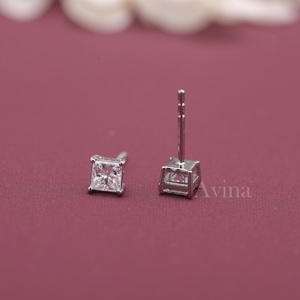 IGI Certified Lab Grown Diamond Princess Cut <b>Stud</b> Earrings Solid 925 Sterling <b>Silver</b> Square Solitaire Diamond <b>Stud</b> Earrings - Product Image 5