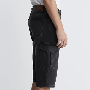 Custom Made Vintage Washed Raw Hem Short OEM ODM Services Length Denim <b>Jorts</b> <b>Baggy</b> Style Lightweight Streetwear Jeans For Men - Product Image 5