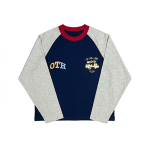 Camiseta de Algodón Premium con Mangas Raglán para Mujer, Logotipo Personalizado, Diseño Gráfico, Dos Tonos, Estilo Béisbol, Manga Larga, Oversize, Streetwear Unisex - Product Image 1