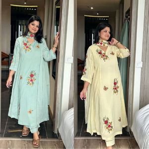 Royal Export Women's Lavender Cotton Anarkali <b>Kurta</b> Floor Length Quick Dry Ethnic Wedding Party <b>Dress</b> - Product Image 2