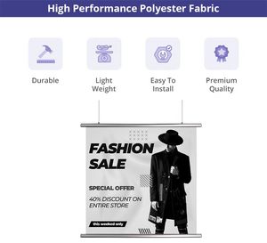 Banderola Colgante con Abrazaderas de Aluminio, Banderola Personalizada con Abrazaderas de Aluminio, Banderola Publicitaria para Interiores, Impresión de Banderas - Product Image 4