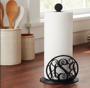 <b>Black</b> Cast Iron <b>Tissue</b> <b>Paper</b> Stand With Monogram Design Tabletop Napkin Holder For Kitchen Dining And Restaurant Use - Product Image 5