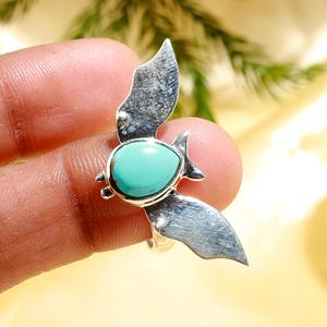 Elegante Anillo de Plata de Ley con Turquesa en Forma de Pera, Joyería Hecha a Mano Unisex para Bodas y Fiestas al Mejor Precio - Product Image 2