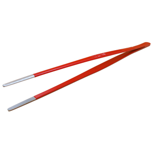 Pince de chef rouge en acier inoxydable à pointe droite argentée, pour la mise en assiette et le service, idéale pour les chefs. - Product Image 5