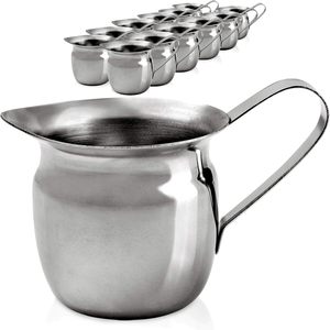 Verseuse à crème en acier inoxydable de haute qualité avec poignée, pichet métallique portable et écologique pour barista, café et cappuccino - Product Image 1