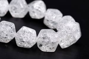 Perles de quartz blanc cristallin à motif craquelé, facettées, en forme de pépites, naturelles authentiques, brin complet, perles en vrac, 15,5 pouces, en gros - Product Image 3