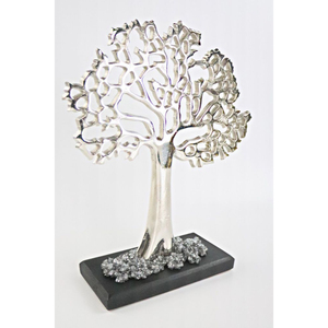 Gold Metal <b>Tree</b> Of Life Sculpture Handcrafted Figurine With Wooden Base Modern <b>Tabletop</b> Ornament For Living Room In Best Price - Product Image 4