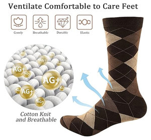 Men Dress <b>Socks</b> Business Casual Solid Pattern Cotton Crew <b>Sock</b> 6 Pairs Durable <b>Waterproof</b> Cushioned Work <b>Socks</b> for Men Boys - Product Image 2