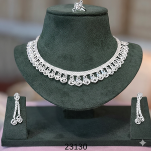 Nouvelle collection MOLL JEWELLERS : Parure florale tendance en alliage plaqué or 24 carats avec zircon, collier et boucles d'oreilles, cadeau de mariage pour femme - Product Image 3