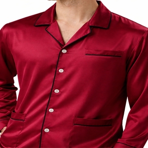 Conjunto de Pijama de Satén para Hombre, Manga Larga, Estilo Seda, Lujoso, Transpirable, Ropa de Dormir Elegante y Cómoda para Primavera/Verano - Product Image 4