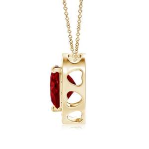 Pendentif en or massif 14 carats avec rubis rouge naturel et halo de diamants en forme de cœur, cadeau de luxe pour la Saint-Valentin, pendentif diamant de haute qualité pour elle - Product Image 3