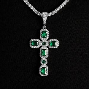 Luxury <b>Mens</b> Lab Grown <b>Diamond</b> <b>Chain</b> Pendant Gold Rose Gold White Gold Silver Designer Fine Jewelry Gift - Product Image 2