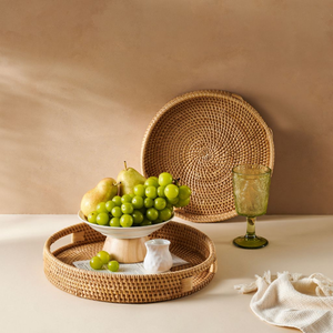 Wicker Rattan <b>Basket</b>/<b>Tray</b> Handmade Eco-Friendly Home Decor with Handles for Kitchen Dining Table Home Decor - Product Image 4