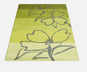 Tapis en laine tufté à la main vert et noir, de haute qualité, motif moderne, fait main, écologique, pour salon, chambre d'enfants, hôtels, bureau - Product Image 3