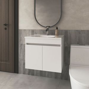 Mobile da Bagno Bianco FM FURNITURE, Vanità Rainbow City con 2 Ante - Product Image 1