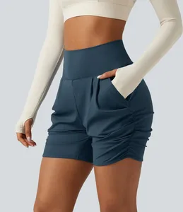 Shorts en lin/coton respirants et unis à taille mi-haute personnalisés pour femmes - Product Image 2