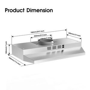 Hotte de cuisine encastrable 30 pouces 280 CFM convertible en acier inoxydable avec LED - Product Image 5