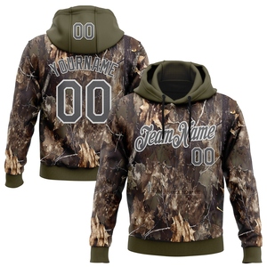Venta al por mayor directa de la industria: Nuevo diseño personalizado, sudadera con capucha para hombre, ecológica, con diseño 3D de árbol en patchwork, en colores verde oliva, gris acero y blanco. - Product Image 1