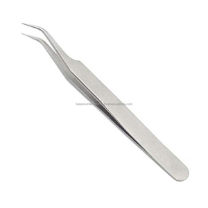 Ensemble de pinces à cils courbées noires mates avec logo personnalisé, pinces à cils à pointe en fibre à 90 degrés pour extensions de cils - Product Image 2