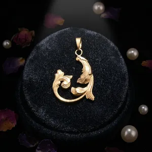 45x25MM Size Floral <b>Rococo</b> Brass Gold Silver Plated Hip Hop Fashion Metal Necklace Pendant for Wholesale Export - Product Image 3