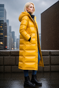 Veste longue matelassée pour femme, imperméable, douce au toucher, avec capuche, confortable et résistante aux intempéries, par Solid Trader Wonderful Girl Clothing - Product Image 5