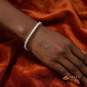 Pulsera de tenis de moissanita en tono plateado para mujer, pulsera de cadena y eslabones finos con piedra redonda, joyería de moda, elegante regalo de aniversario - Product Image 5