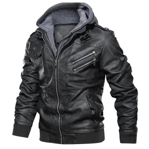 Chaqueta de Motocicleta de Cuero Genuino para Hombre, Marca Personalizada, Impermeable, Resistente al Viento, Tallas Grandes S-5XL, Abrigo de Invierno con Cierre de Cremallera - Product Image 1