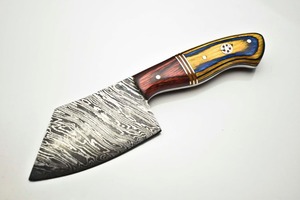 Couteau de chef artisanal en acier Damas, prix d'usine, manche en bois dur durable, lame pleine longueur. - Product Image 4