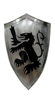 Escudo de Caballero Medieval Coleccionable CH, Modelo Totalmente Metálico, Diseño de Dragón Rojo Soldado a Mano, Decoración de Pared de 24 Pulgadas, Regalo de Diseñador