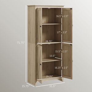 "Modern <b>Freestanding</b> <b>Kitchen</b> Pantry Cabinet with 4 Door & Adjustable Shelves-Farmhouse Style" - Product Image 3