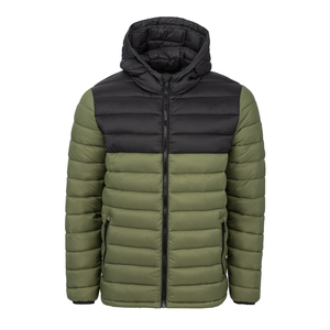 Blouson matelassé coupe-vent à capuche pour homme - Léger, écologique, résistant à l'eau, tricoté, fermeture éclair unie, style streetwear - Product Image 1
