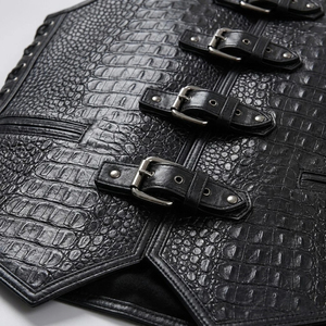 Gilet de motard en cuir véritable gaufré crocodile personnalisé pour homme, fermeture à boucle, gilet de moto, OEM ODM - Product Image 5
