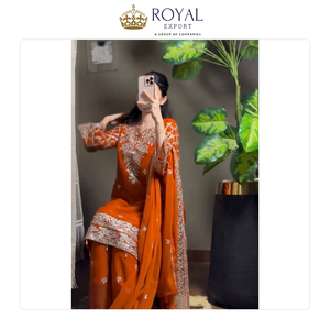 Vêtements de style indien en gros, meilleurs vêtements de fête, en pur faux georgette, avec travail de sequins et broderies à la main, ensemble sharara à vendre. - Product Image 5