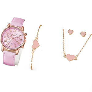 5PCS/Set Women's Luxury Sport Charm Watch Fashion Roma Dial Silicone Band Quartz Watches Pearls Jewelry Set - Product Image 5