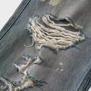 Jean droit décontracté en coton pour homme, taille moyenne, noir et bleu délavé, respirant et léger, avec logo personnalisé - Product Image 5
