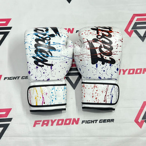Guantes de Boxeo y Muay Thai Fairtex Edición White Painter, de Cuero Vacuno Genuino, con Diseño de Gotas, en Oferta, para Sparring y Combate - Product Image 1