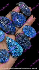 Cabujón de Labradorita Azul Natural con Tallado Mughal, Marca FAIJAN GEMS, Origen Rajasthan, Certificado por Terceros, Tamaño Personalizable - Product Image 2