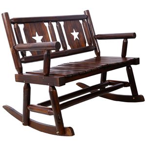Sedia a dondolo doppia in carbonio per esterni, panca a dondolo in legno con seduta curva larga per 2 persone, per portico, giardino o patio - Product Image 4