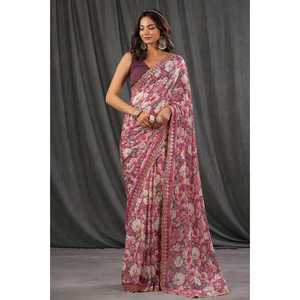 Saree à imprimé numérique Floral Design Belle robe de soirée - Product Image 6