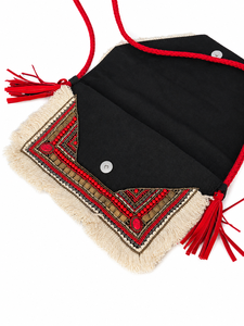 Sac à bandoulière à rabat orné de perles et de pierres, avec franges, pour femme, sac à main de créateur, léger, durable, personnalisable, vente en gros - Product Image 4