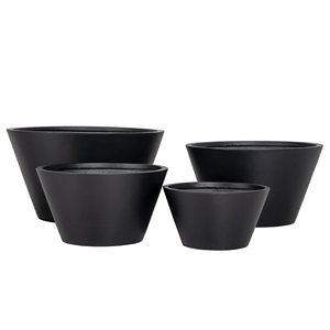 Jardinière conique évasée à rebord large en fibre de verre blanche légère pour aménagement extérieur, lot de 3 (53, 60, 73 cm) - Product Image 2