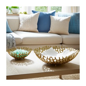 Bols décoratifs en métal doré faits à la main, sculptés, style glamour, pour la décoration de la maison, cadeaux décoratifs - Product Image 2